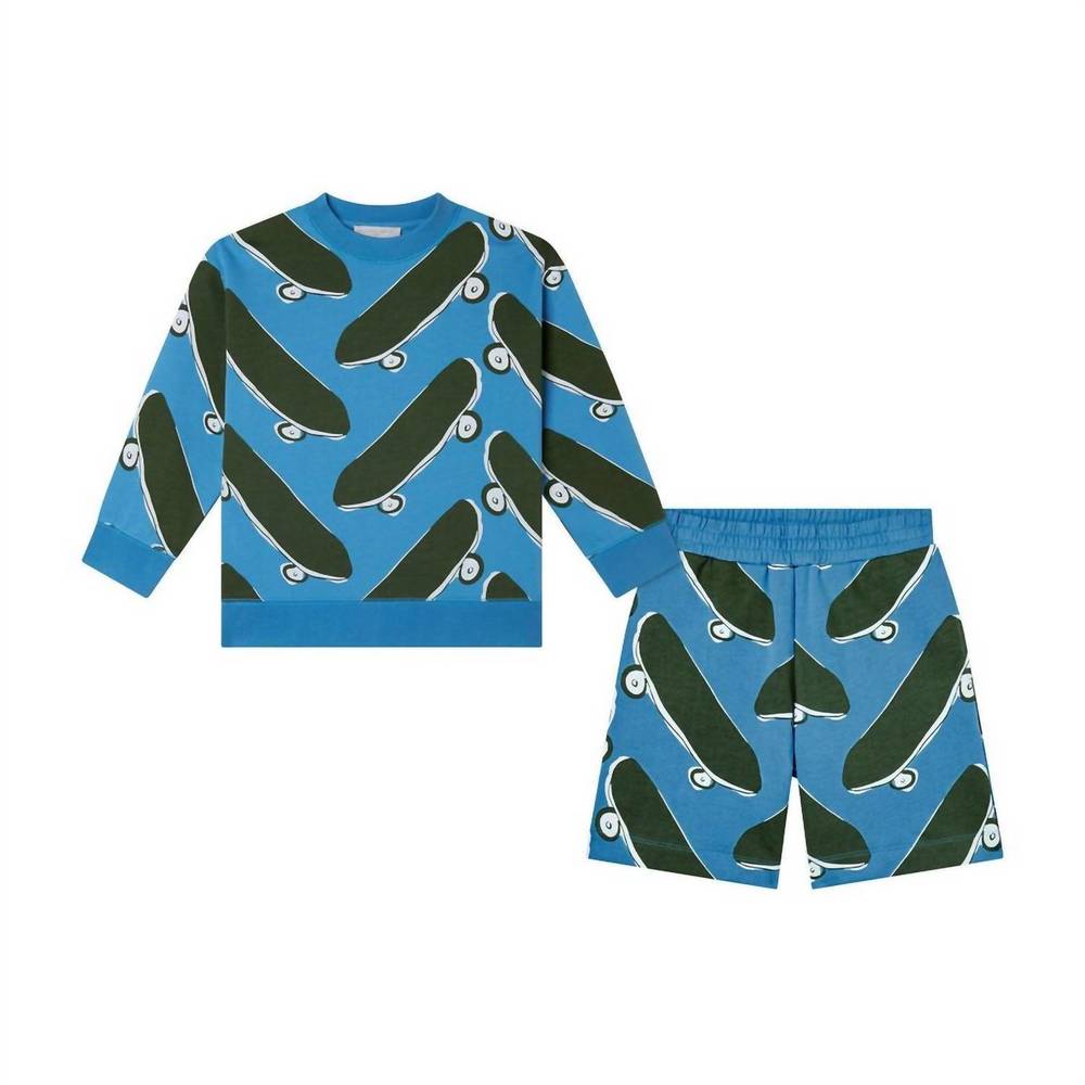 NEW STELLA MCCARTNEY boy skateboards tracksuit in blue